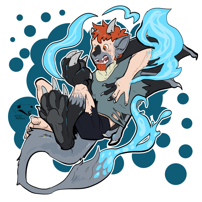 2023 absurd_res anthro anthro_transformation black_body black_pawpads black_scales blue_body blue_fur bottomwear clothing custom_species drackal facial_hair feet foot_focus fur fur_growth generation_4_pokemon goatee growth hair hi_res horn horn_growth human human_to_anthro hybrid kobold lost_in_chaos_scar magic male mammal mid_transformation neck_tuft nintendo open_mouth orange_eyes pawpads pokemon pokemon_(species) ra'zim red_hair riolu ripping scales scaly_pawpads shirt shorts species_transformation squirrel_(lost_in_chaos) squirrel_(razim) tail tail_spines teeth topwear torn_clothing transformation tuft white_body white_skin wicked_whiskers wing_growth wings zgf_art