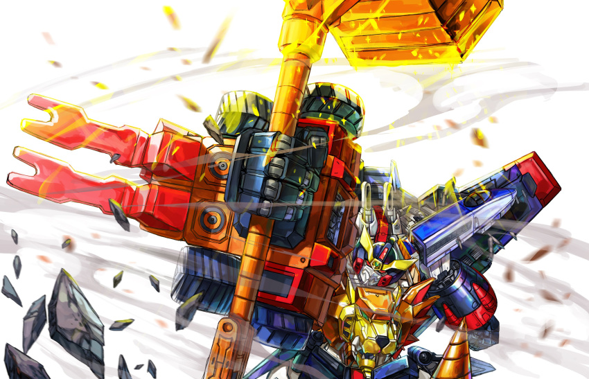 absurdres armor copyright_name drill full_armor gaogaigar gattai greatwhite1122 hakaiou:_gaogaigar_vs._betterman hammer highres mecha no_humans robot solo super_robot yuusha_ou_gaogaigar yuusha_series