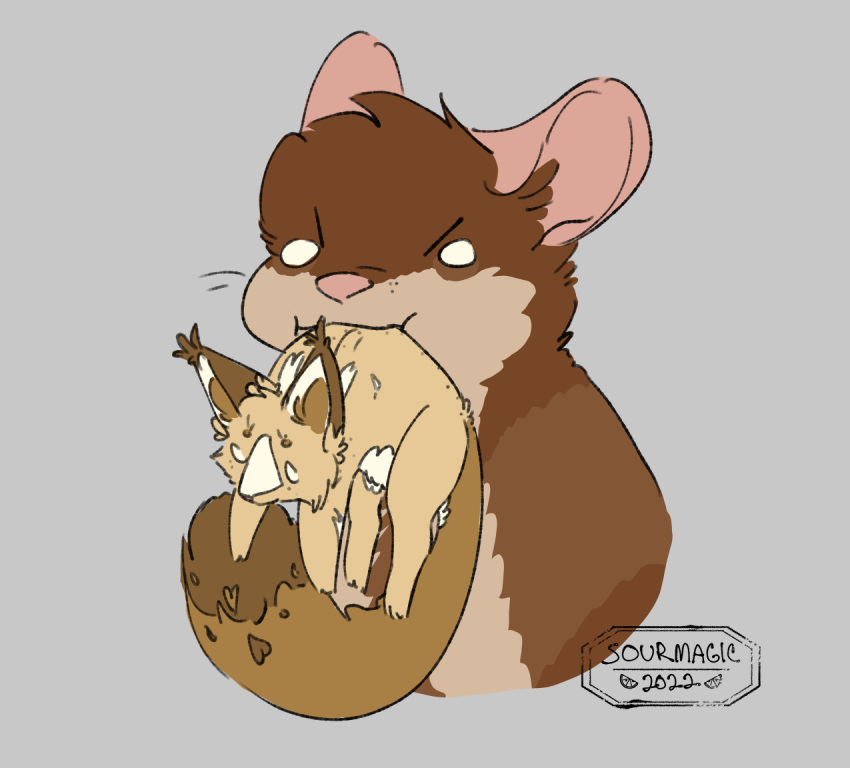 bite dangling dangling_arms dangling_legs domestic_cat duo felid feline felis female feral fluffy fluffy_tail holding_character levi_kyros male male/female mammal murid murine rat rodent size_difference sourmagic tail valta witt