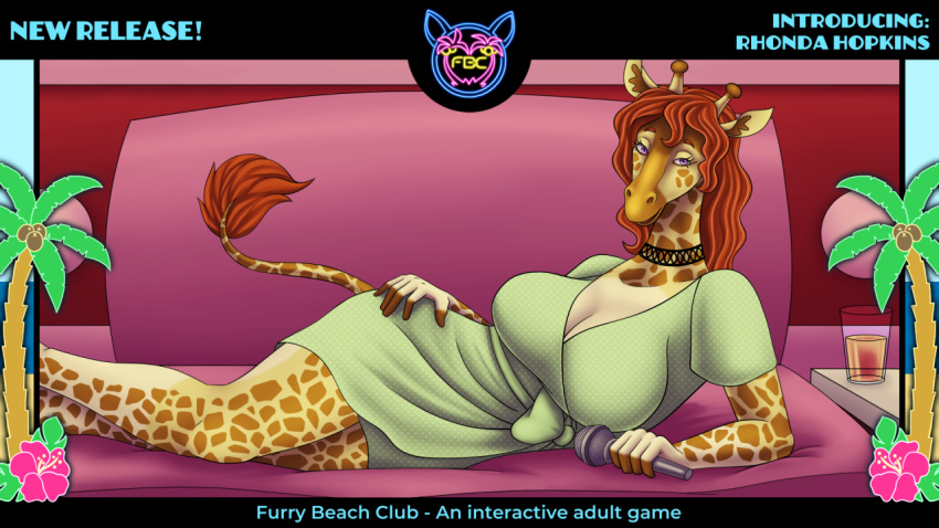 anthro bedroom_eyes female furrybeachclub giraffe giraffid mammal narrowed_eyes seductive sfw_version solo