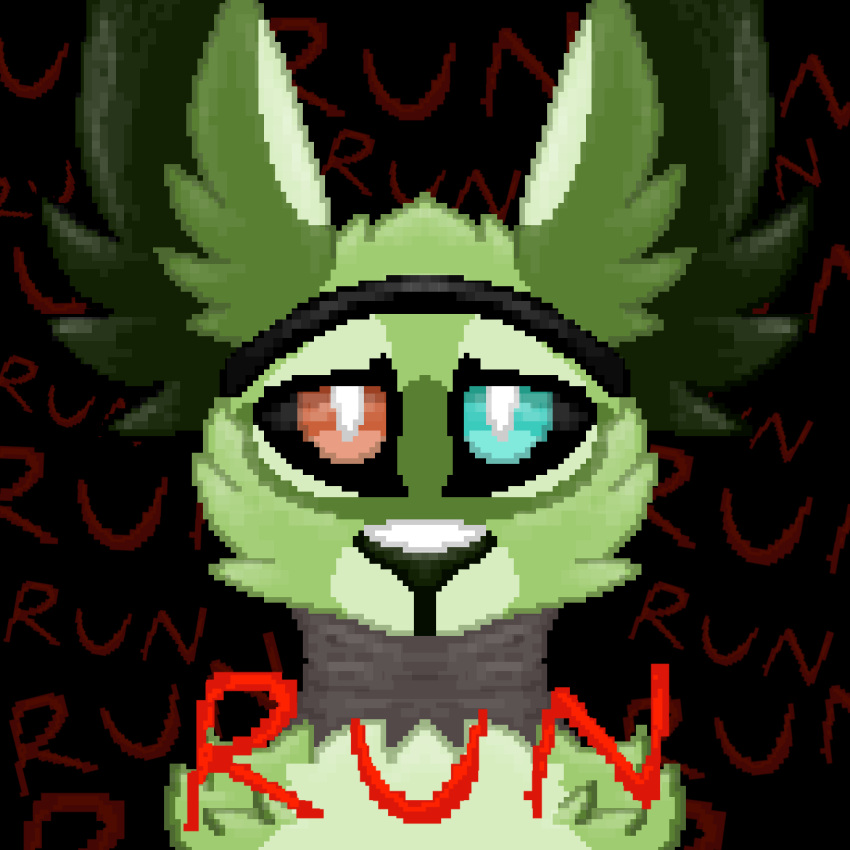 anthro black_background canid canine fan_oc fangame fennec five_nights_at_freddy's fox fur green green_body green_fur heterochromia hi_res male mammal scottgames simple_background solo