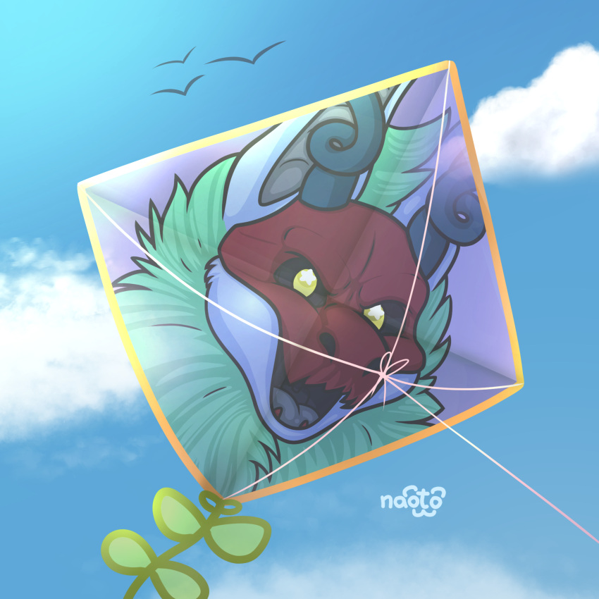 anthro cloud hi_res humanoid kite male naoto rugaboo sky solo summer sunny wind