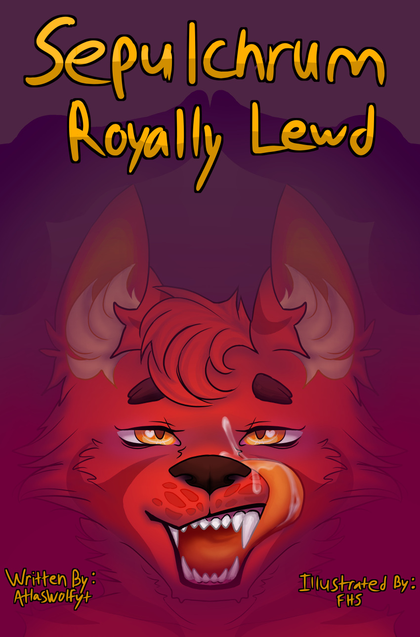 &lt;3 &lt;3_eyes absurd_res anthro atlaswolf atlaswolfyt bodily_fluids canid canine canis comic cover cover_art cover_page cum duo fangs fhs freya_hurts fur genital_fluids hair hi_res licking male male/male mammal mouth_shot open_mouth orange_eyes red_body red_fur red_hair simple_background teeth teeth_showing tongue tongue_out wolf