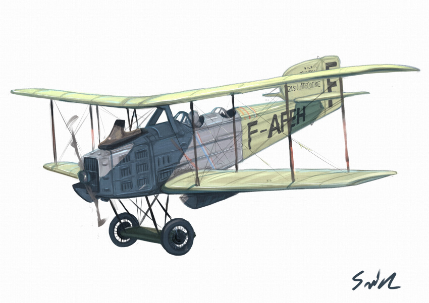 1other absurdres aircraft airplane ambiguous_gender biplane bomber flying highres lalah_7th military military_vehicle original pilot propeller simple_background solo vehicle_focus white_background