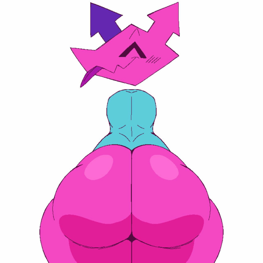 ambiguous_gender animated anthro big_butt blep blush butt computer_virus_(species) deltarune eyes_closed floating_head hi_res huge_butt loop multicolored_body nanodude78 nude shaking_butt short_playtime smile solo thick_thighs tongue tongue_out two_tone_body undertale_(series) virovirokun wide_hips