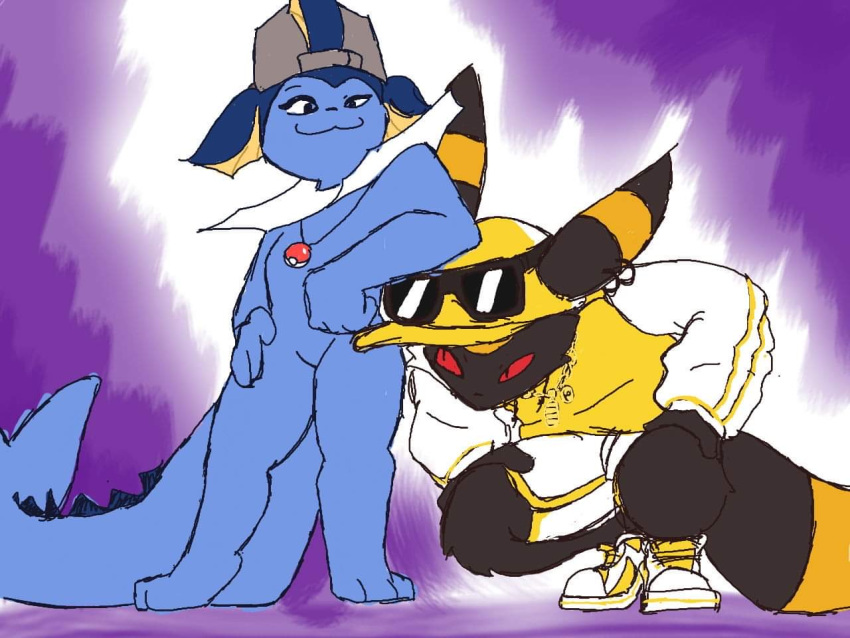 anthro duo eeveelution female feral generation_1_pokemon generation_2_pokemon kaelba male male/female nintendo pokemon pokemon_(species) umbreon vaporeon vaporeon_rapper