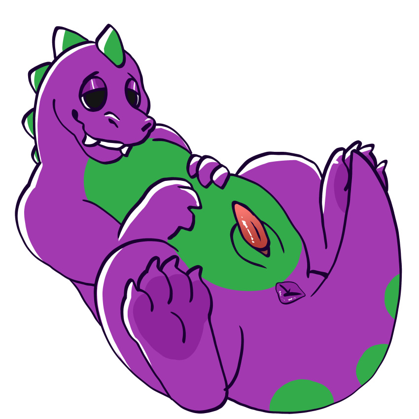 absurd_res anthro anus barney_and_friends barney_the_dinosaur butt dinosaur genitals hi_res hornymitch male paws penis purple_body reptile scalie solo