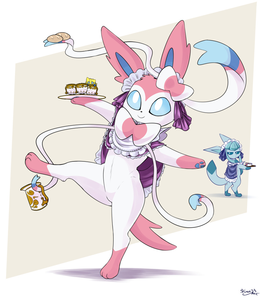 absurd_res ambiguous_gender cute_expression dainty eeveelution feral generation_4_pokemon generation_5_pokemon generation_6_pokemon glaceon hi_res joltik nintendo pokemon pokemon_(species) pokemon_unite skoon sylveon tea_party_style_glaceon