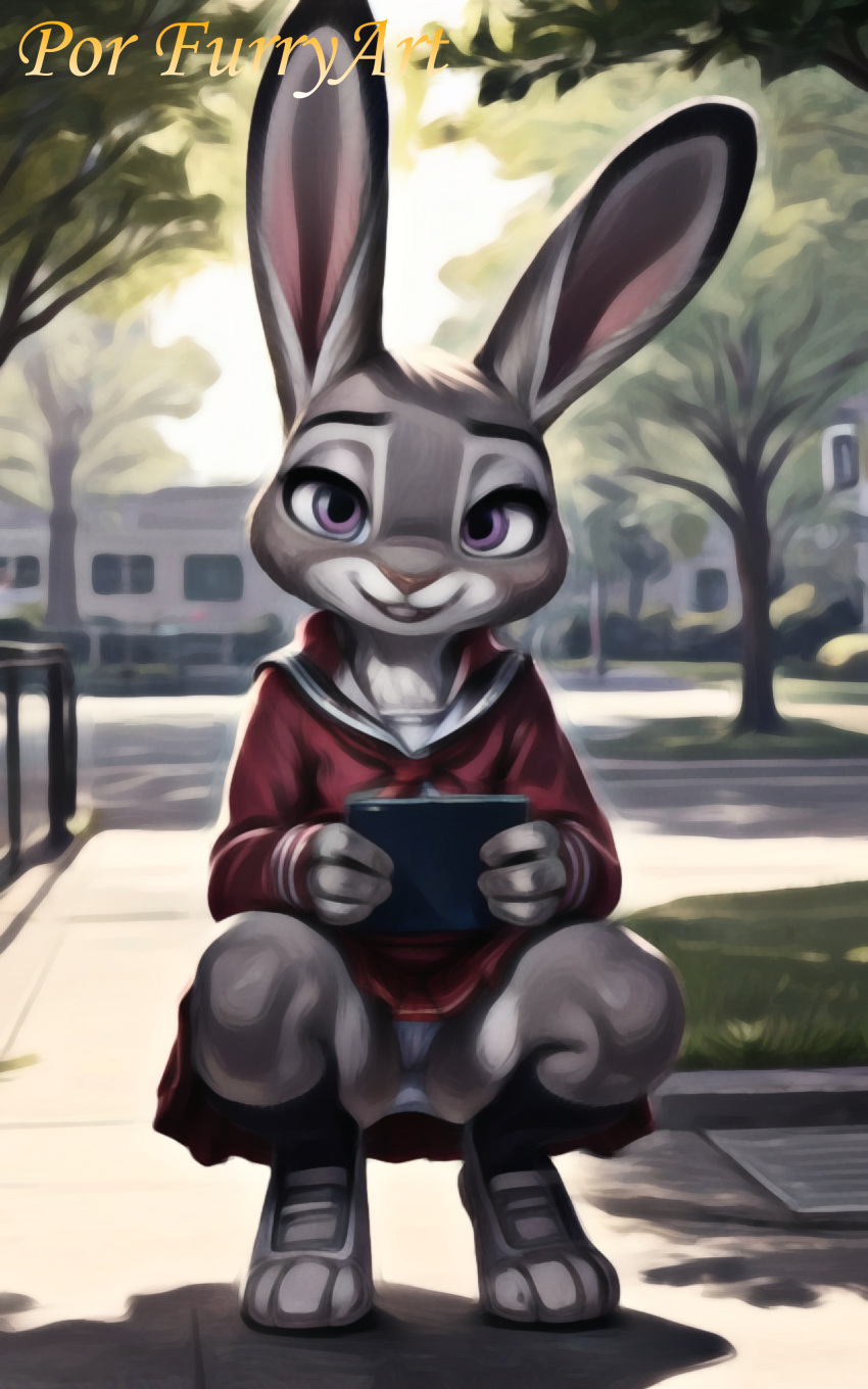 absurd_res anthro clothing disney female hi_res judy_hopps mammal park por_furryart rodent solo uniform zootopia