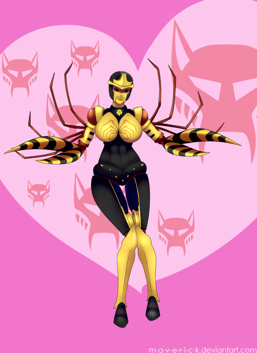 1girl alien arthropod_limbs beast_wars black_eyes black_panties blackarachnia breasts colored_skin highres humanoid_robot large_breasts looking_at_viewer m-a-v-e-r-i-c-k panties robot solo thighs transformers underwear