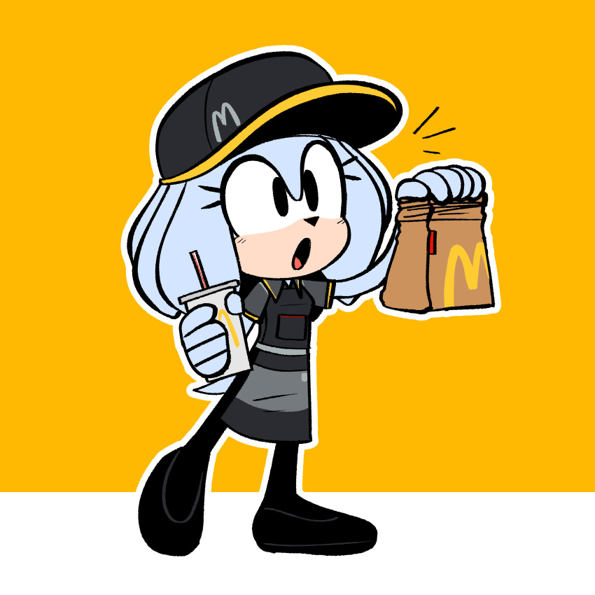 absurd_res anthro container cup eulipotyphlan fan_character fast_food fast_food_employee female food hedgehog hi_res honeydew_(lettuce) lettuce_(artist) mammal mcdonald's sega solo sonic_the_hedgehog_(series)