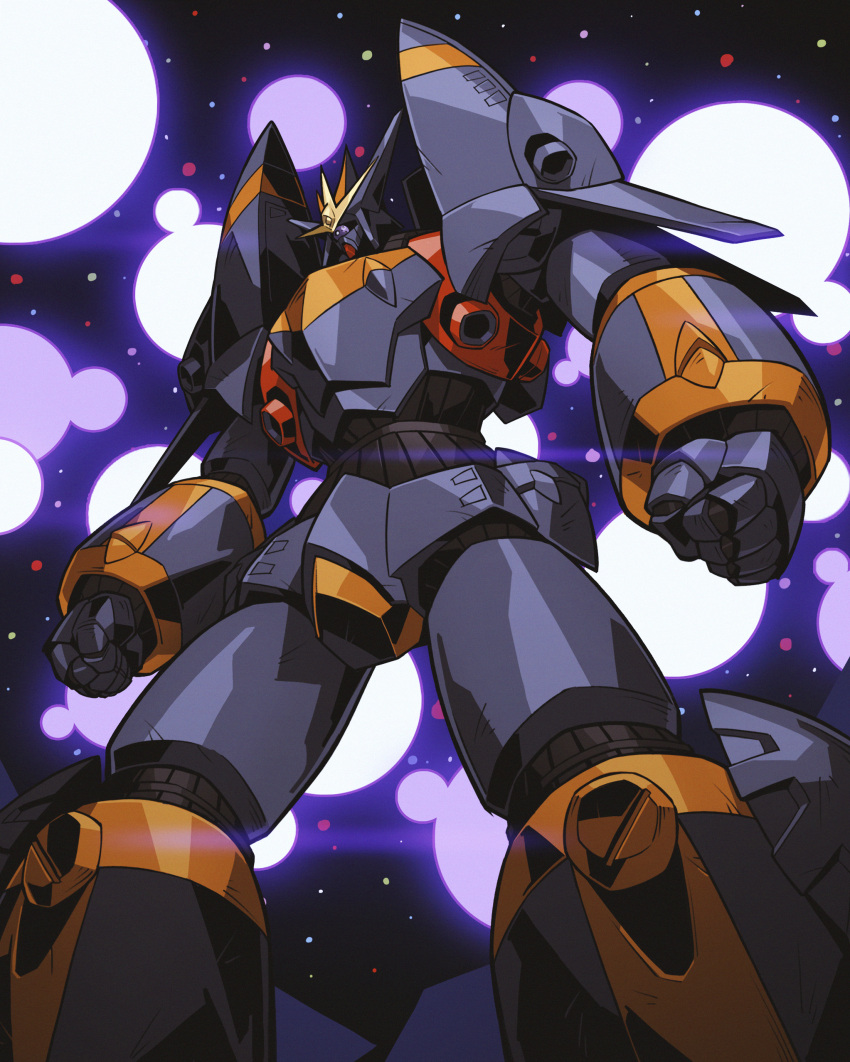 absurdres arms_at_sides chinese_commentary clenched_hands commentary_request explosion from_below gunbuster highres mecha no_humans one-eyed onion_maru robot science_fiction solo space standing super_robot top_wo_nerae!