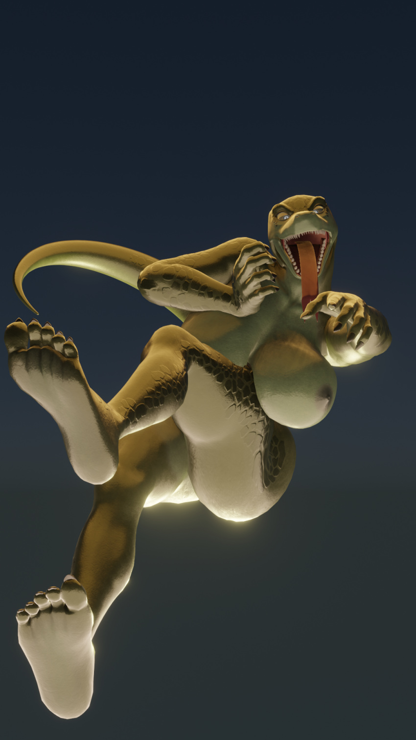 3d_(artwork) 54321awesome 5_fingers 5_toes barefoot big_breasts blender_(disambiguation) breasts digital_media_(artwork) feet female fingers foot_focus hi_res lizard nude open_mouth reptile scalie toes tongue tongue_out