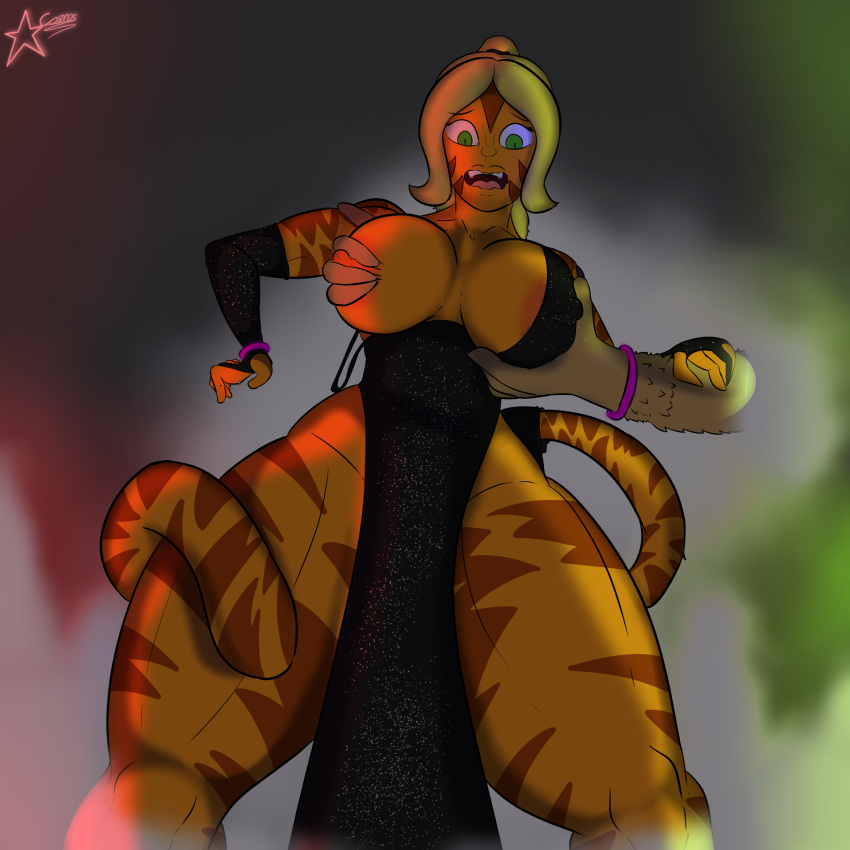 absurd_res animal_humanoid anthro being_undressed big_breasts breast_grab breasts clixsposing_kitraandra cosmosarts duo exposed_breasts faceless_character faceless_male felid felid_humanoid feline feline_humanoid female fur grope hand_on_breast hi_res humanoid kitraandra looking_surprised male male/female mammal mammal_humanoid night_dress nightclub scalie striped_body striped_fur stripes