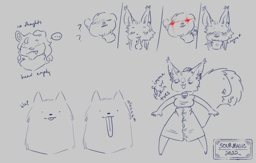 anthro asphyxiation blep blush bodily_fluids bottomwear canid canine canis choking clothing collar dialogue domestic_cat felid feline felis female fluffy fluffy_tail group hair hair_bun hair_down humor levi_kyros male mammal meme murid murine nero_kyros rat red_eyes red_eyes_motion_blur rodent silly sketch skirt sourmagic sweat tail tongue tongue_out valta witt wolf