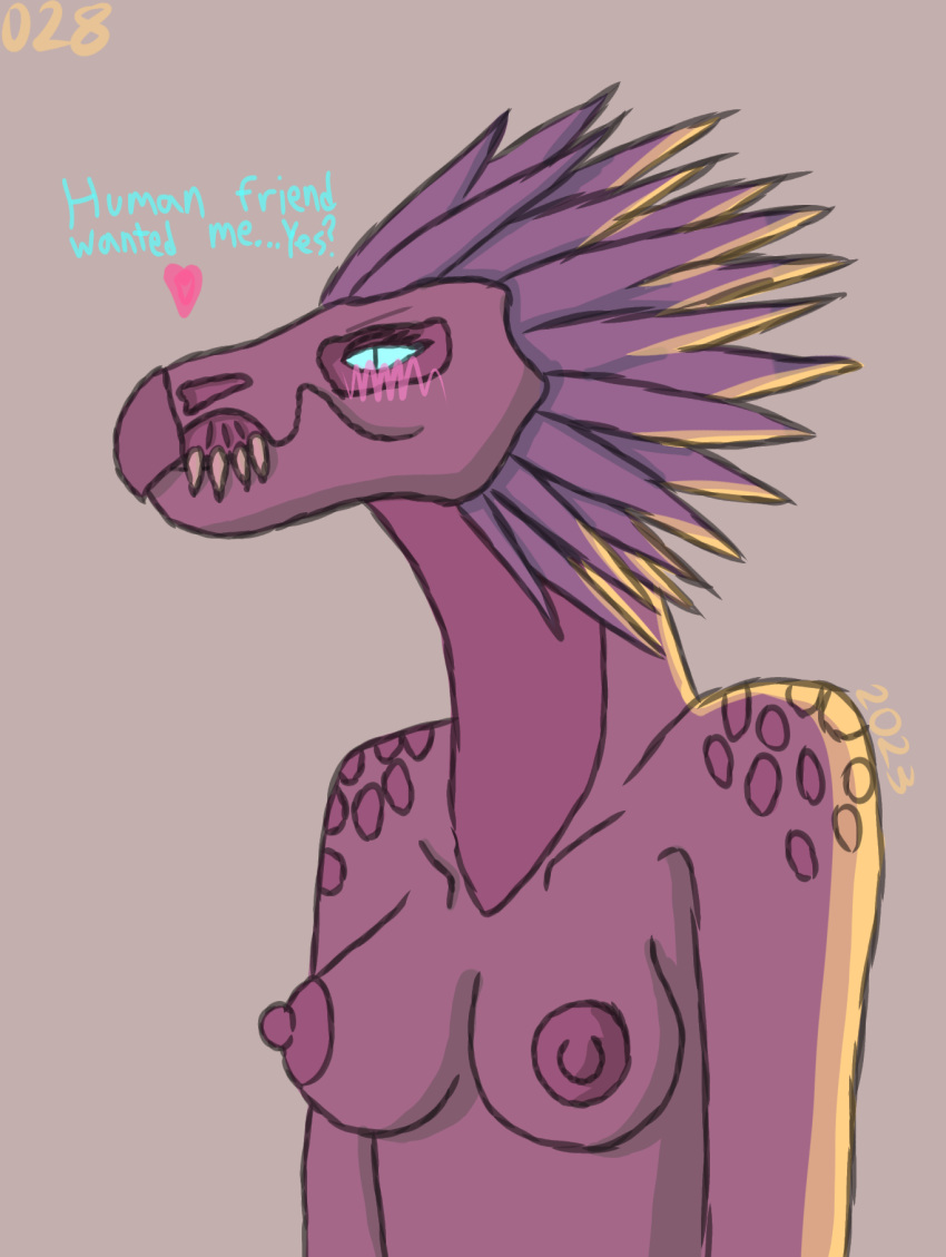 028-mendicantspire alien anthro beak bedroom_eyes big_breasts blue_body blue_eyes blue_feathers blush blush_lines breasts broad_shoulders cel_shading dialogue erect_nipples feathers grin halo_(series) hi_res humanoid kig-yar light lighting microsoft narrowed_eyes nipples scalie seductive seraphina_(028-mendicantspire) shaded shirtless smile smirk snout solo t'vaoan talking_to_viewer xbox_game_studios