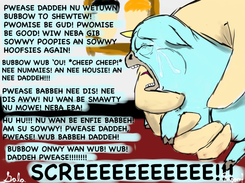 2021 4:3 5_fingers absurd_res abuse ambiguous_gender apology begging blue_body blue_fur bodily_fluids comic crying disembodied_hand divinesugarcrush english_text equid equine eyes_closed featureless_face fingers fluffy_pony fluffy_pony_(species) fur hi_res hooves horn human humanoid_hands implied_abandonment implied_rape mammal one_page_comic open_mouth portrait_(object) punishment remorse screaming tears text unicorn whining