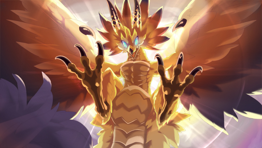 absurd_res action_pose ambiguous_gender claws cygames dragalia_lost dragon feral hi_res horn jupiter_(dragalia_lost) mythil_flower nintendo open_mouth pose solo tail wings wyvern