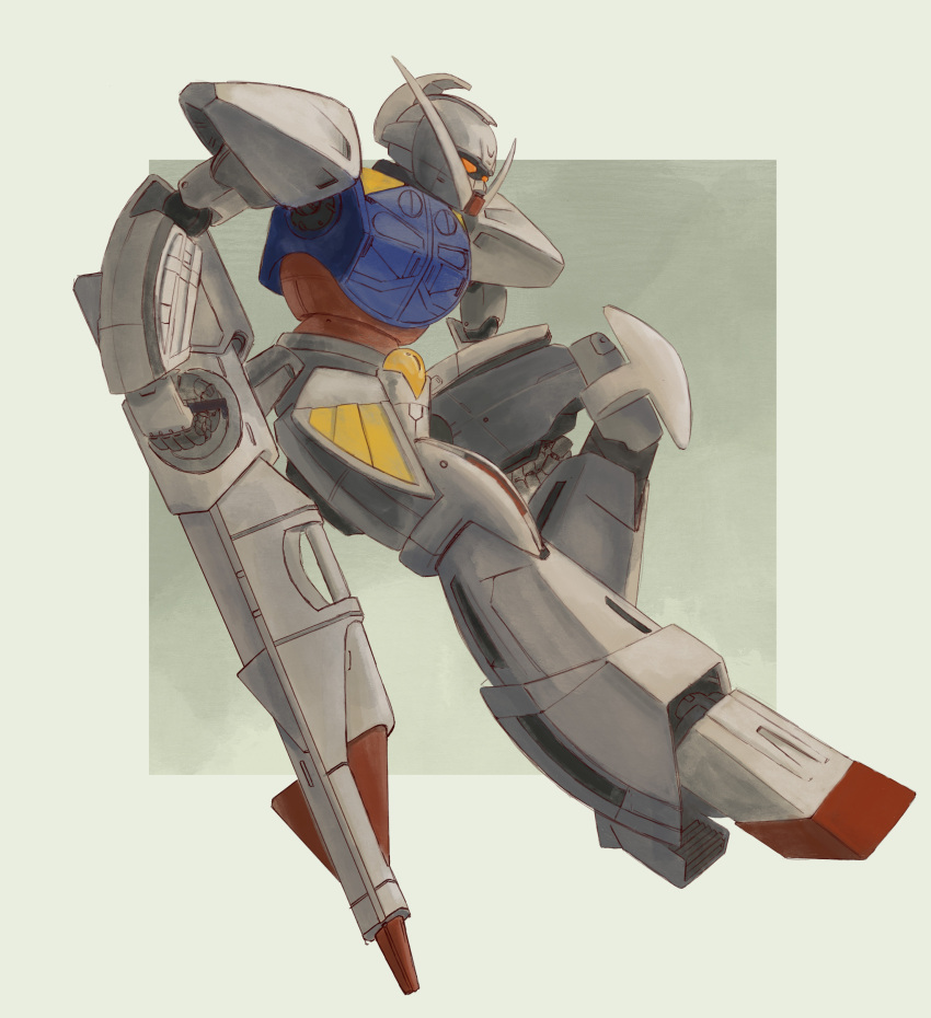 absurdres beam_rifle concept_art energy_gun english_commentary facial_hair gundam highres machinery mattbot mecha mecha_focus mobile_suit mustache no_humans robot science_fiction sketch turn_a_gundam turn_a_gundam_(mobile_suit) weapon yellow_eyes