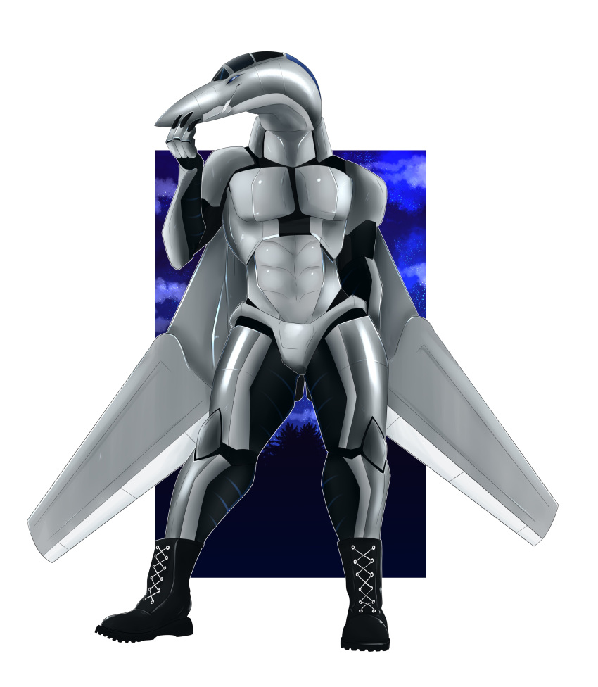 3apa3a abs absurd_res aircraft anthro biped glistening glistening_body hi_res living_aircraft living_machine living_vehicle machine male metallic_body solo vehicle wings
