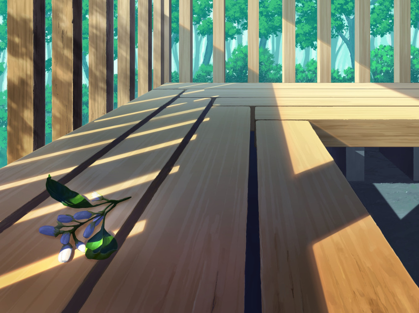 absurdres bush day fence flower forest highres leaf nature no_humans original plank plant scenery shadow still_life sunlight wooden_fence wooden_floor yu02257951