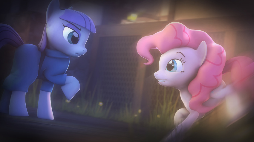 16:9 2014 3d_(artwork) blue_clothing blue_eyes clothed clothing digital_media_(artwork) duo earth_pony equid equine eyelashes eyeshadow female feral ferexes friendship_is_magic fur grass hair happy hasbro hi_res hooves horse makeup mammal maud_pie_(mlp) my_little_pony pink_body pink_fur pink_hair pink_tail pinkie_pie_(mlp) plant pony purple_hair purple_tail quadruped smile tail widescreen