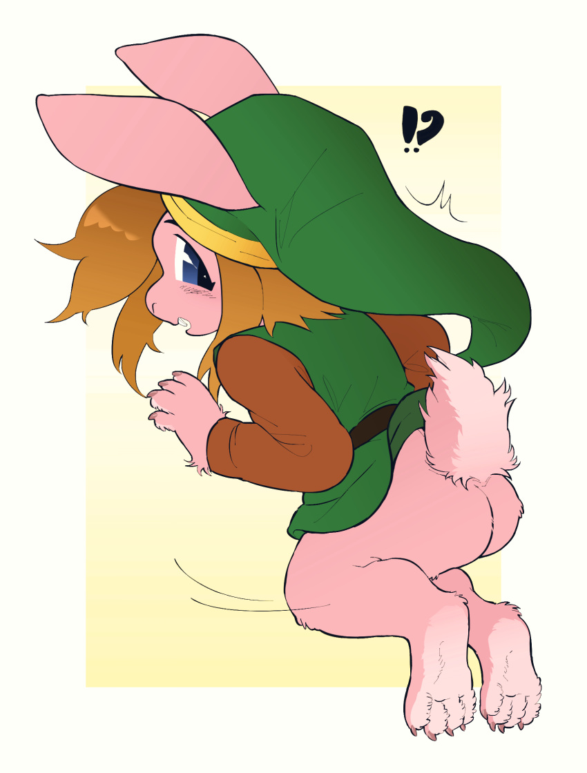 alternate_species anthro butt crush_(artist) furrification hi_res lagomorph leporid link link_(rabbit_form) male mammal nintendo rabbit solo the_legend_of_zelda