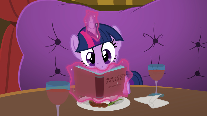 absurd_res alcohol beverage book container cup cute_expression dinner_date drinking_glass duo equid equine female feral friendship_is_magic glass glass_container glass_cup hasbro hi_res horn magic male male/female mammal my_little_pony reading sollace solo solo_focus twilight_sparkle_(mlp) unicorn waifu wine_glass