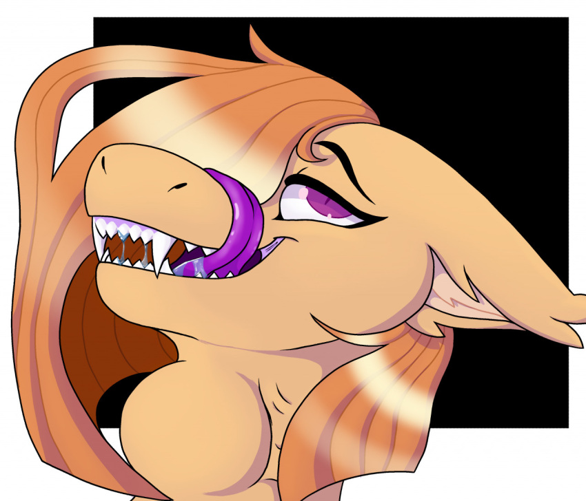 anthro bat demon_core female long_tongue mammal object_vore preyedupon rias_umbra satisfied_look solo swallowing tongue tongue_out vore