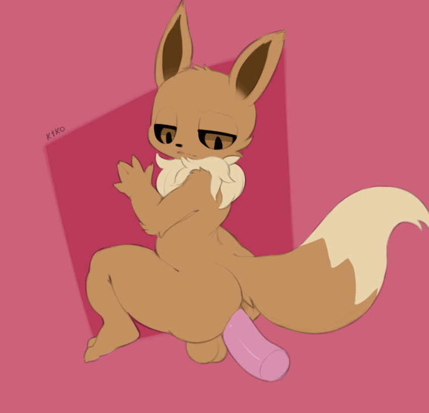 2022 anal anal_penetration animated anthro backsack balls brown_body brown_eyes brown_fur dipstick_tail disembodied_penis duo eevee fur generation_1_pokemon genitals half-closed_eyes hi_res k1ko looking_at_genitalia looking_at_penis looking_down male male/male markings narrowed_eyes neck_tuft nintendo penetration penis pink_background pokemon pokemon_(species) simple_background tail tail_markings tuft