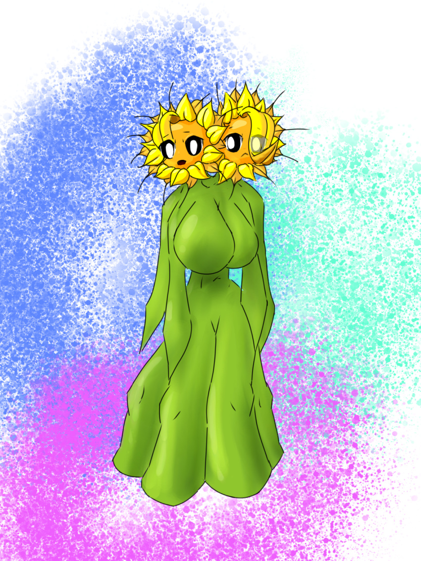 3:4 conjoined double_head electronic_arts elemental_creature elemental_humanoid female flora_fauna flower flower_creature hi_res humanoid multi_head not_furry nude open_mouth plant plant_humanoid plant_sex plants_vs._zombies popcap_games solo sunflower sunflower_(pvz) twin_sunflower_(pvz)