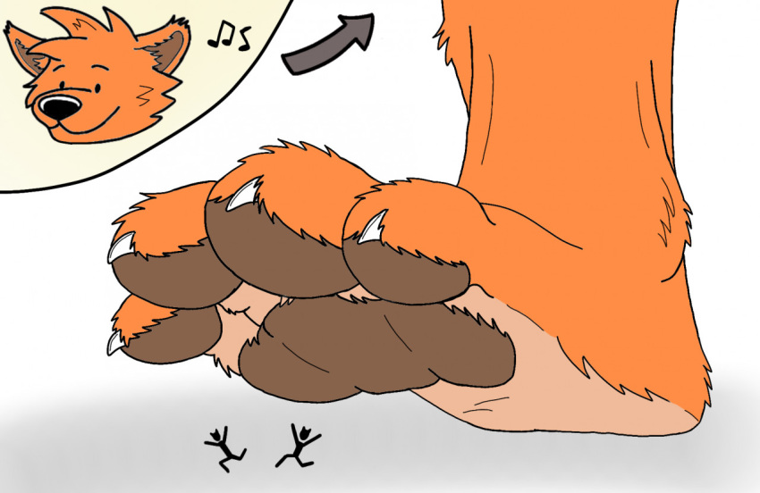 2022 4_toes anthro black_nose brown_pawpads canid canine claws colored crush cutaway feet foot_crush foot_fetish foot_focus fur larger_anthro larger_male macro male mammal micro musical_note orange_body orange_fur pawpads paws simple_background size_difference sketch smaller_anthro smellslikejavier smile stick_figure stomping toe_claws toes unaware