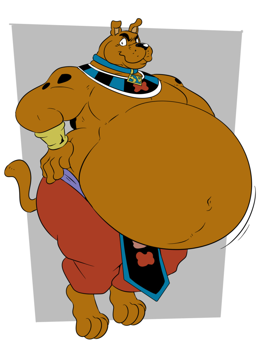 2020 anthro barefoot belly belt big_belly bottomwear bracelet canid canine canis clothed clothing collar collar_tag domestic_dog dragon_ball dragon_ball_super eyebrows feet great_dane hand_on_hip hanna-barbera hi_res jewelry loincloth looking_at_viewer male mammal mastiff molosser mouth_closed navel obese obese_anthro obese_male overweight overweight_anthro overweight_male pants paws raised_tail reagan700 scooby-doo scooby-doo_(series) shirtless shirtless_anthro shirtless_male solo standing tail topless topless_anthro topless_male wide_eyed