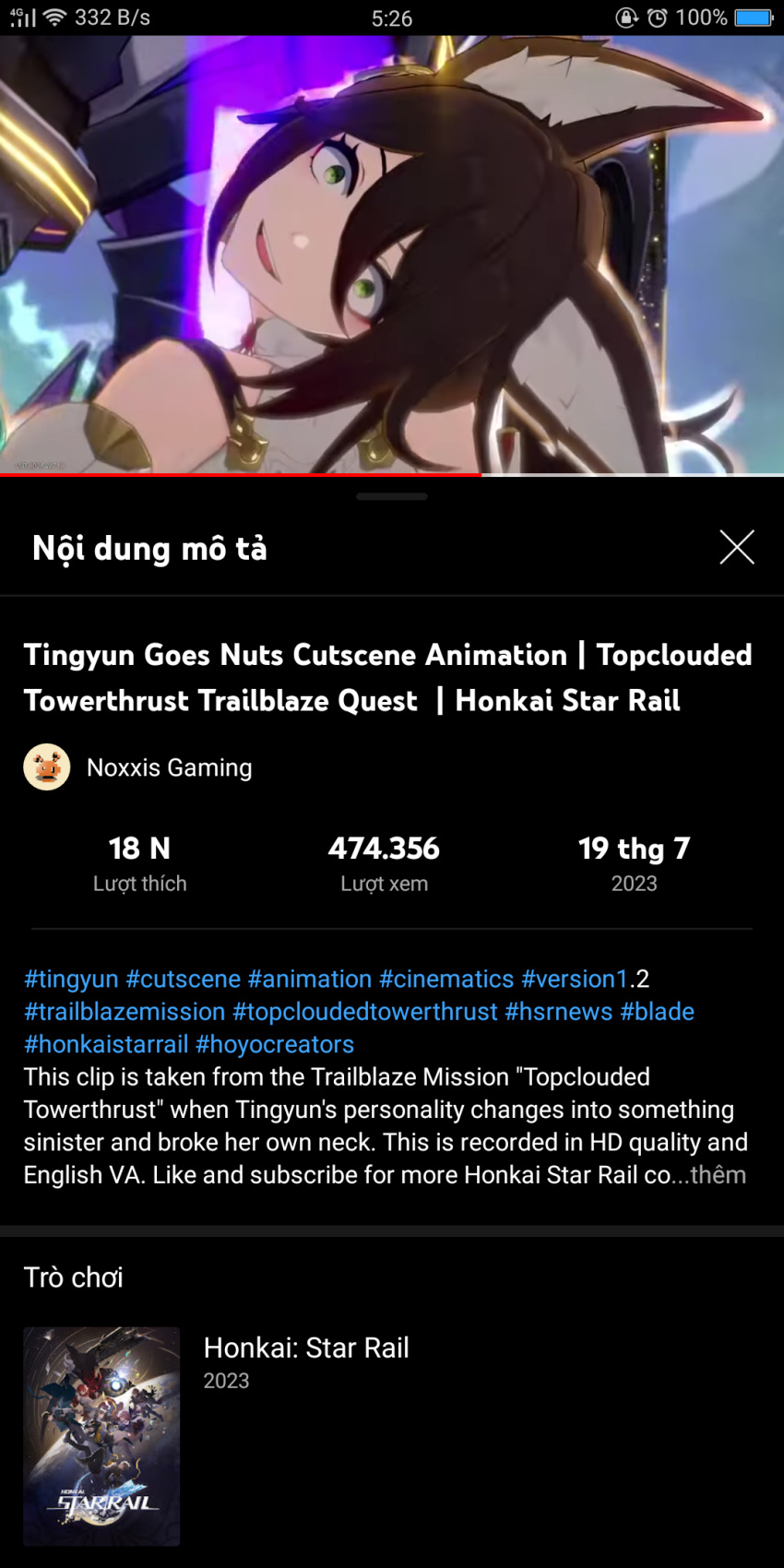 1girl animal_ears battery_full brown_hair deez_nuts_(meme) fox_ears green_eyes hd_quality highres honkai:_star_rail honkai_(series) looking_at_viewer meme portrait progress_bar spoilers tingyun_(honkai:_star_rail) topclouded_towerthrust translated vietnamese_text youtube