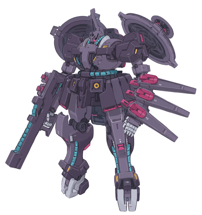 check_copyright commentary_request copyright_request energy_gun full_body highres kuroboshi_kouhaku mecha no_humans original robot science_fiction simple_background solo tagme weapon white_background