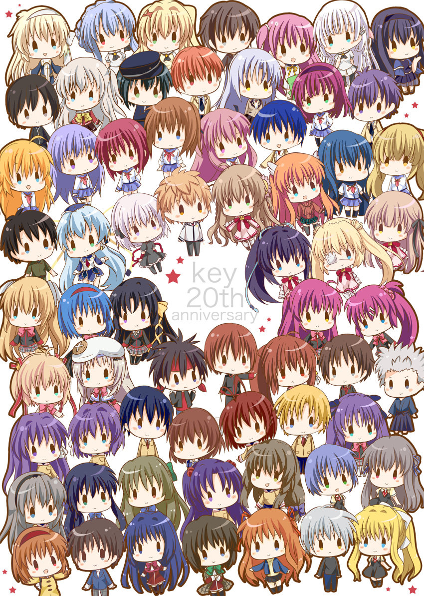 6+girls absolutely_everyone air_(visual_novel) aizawa_yuuichi angel_beats! anniversary charlotte_(anime) chibi clannad commentary_request company_connection company_name crossover everyone fujibayashi_kyou fujibayashi_ryou furukawa_nagisa futaki_kanata harmonia_(key) highres hinata_hideki hisako_(angel_beats!) hoshino_yumemi ibuki_fuuko ichinose_kotomi inohara_masato irie_miyuki iwasawa_masami junker kagari_(rewrite) kamikita_komari kamio_misuzu kanbe_kotori kanon katou_umi key_(company) kirishima_kano konohana_lucia kunisaki_yukito kurugaya_yuiko kushima_kamome little_busters! minase_nayuki misaka_shiori miyazawa_kengo multiple_crossover multiple_girls nakamura_yuri nakatsu_shizuru naoe_riki naoi_ayato naruse_shiroha natsume_kyousuke natsume_rin nishizono_mio noda_(angel_beats!) noumi_kudryavka okazaki_tomoya okazaki_ushio ootori_chihaya otonashi_yuzuru otosaka_yuu planetarian rewrite saigusa_haruka sakagami_tomoyo sasasegawa_sasami sawatari_makoto sekine_shiori senri_akane shiina_(angel_beats!) shiona_(harmonia) siblings simple_background sisters sorakado_ao star_(symbol) summer_pockets sunohara_youhei tachibana_kanade takahara_hairi tennouji_kotarou tokido_saya tomori_nao toono_minagi tsukimiya_ayu tsumugi_wenders twins ura_(ura-tennislove) white_background yui_(angel_beats!) yusa_(angel_beats!)