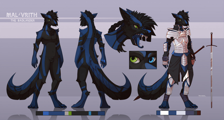 absurd_res anthro armor canid canine canis hi_res male mammal model_sheet vanchamarl warpaint wolf