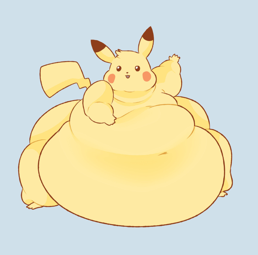 absurd_res belly big_belly big_butt butt feral generation_1_pokemon hi_res huge_butt huge_thighs hyper hyper_belly hyper_butt hyper_thighs male morbidly_obese morbidly_obese_feral morbidly_obese_male navel nintendo obese obese_feral obese_male open_mouth overweight overweight_feral overweight_male pikachu pokemon pokemon_(species) pompuffy_(artist) simple_background simple_eyes smile solo tail thick_thighs yellow_body