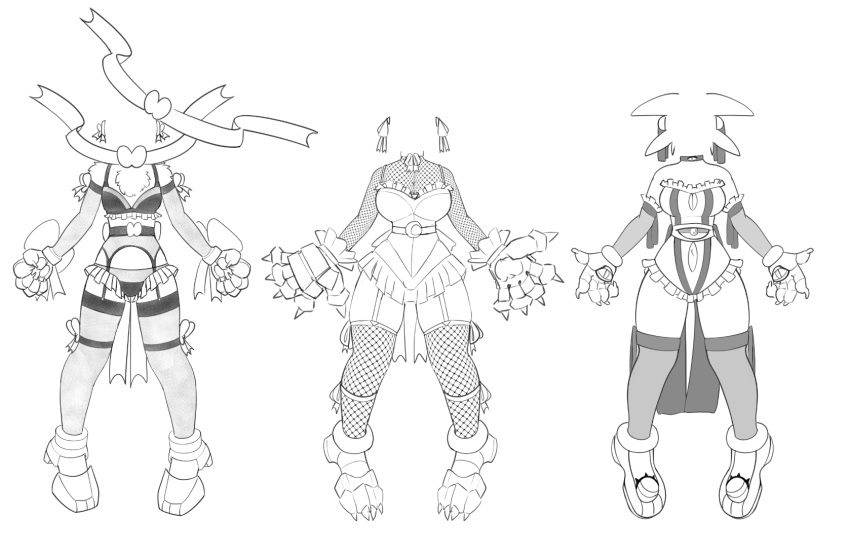 anthro digital_media_(artwork) digitigrade furry hi_res kiit0s magical_girl_outfit monochrome