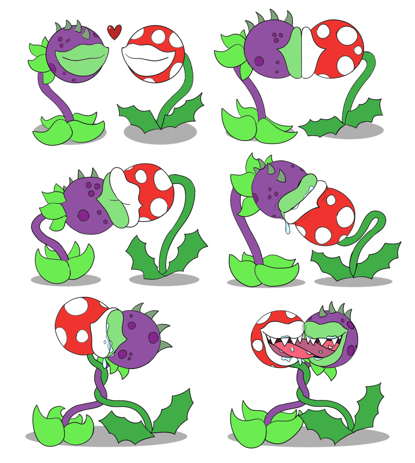 bodily_fluids chomper_(pvz) coiling deep_kiss duo electronic_arts elemental_creature embrace entangled female female/female flora_fauna french_kissing happy hi_res kissing lips long_tongue mario_bros mepwep nintendo passionate passionate_kiss piranha_plant plant plants_vs._zombies popcap_games saliva sharp_teeth sloppy_kiss teeth thick_lips tongue tongue_wrap twist twisted