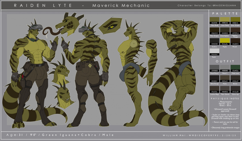 abs anthro bottomwear clothing hi_res iguanid lizard male model_sheet muscular muscular_anthro muscular_male nipples pants pecs raiden_(raidens_claws) reptile scales scalie spikes spikes_(anatomy) striped_body striped_scales stripes tail underwear wmdiscovery93