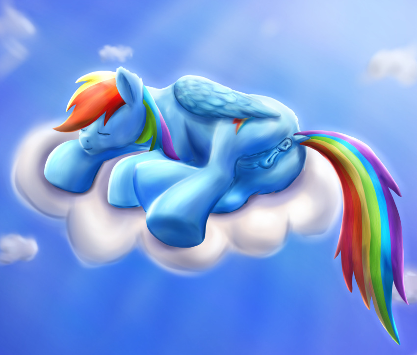 accidental_exposure anatomically_correct anatomically_correct_anus anatomically_correct_genitalia anatomically_correct_pussy anus bodily_fluids butt callichrome cloud equid equine equine_anus female feral folded_wings friendship_is_magic genitals hasbro hi_res horse mammal my_little_pony pegasus pony puffy_anus pussy rainbow_dash_(mlp) sleeping solo tail teats wings