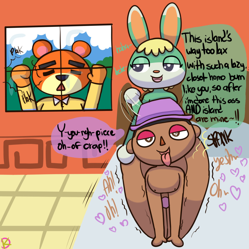 &lt;3 &lt;3_eyes anal animal_crossing anthro bear bedroom_eyes butt_slap cuckold doggystyle female from_behind_position girly group hi_res human klutzatdusk lagomorph leporid looking_pleasured male male/male mammal narrowed_eyes nintendo rabbit sasha_(animal_crossing) seductive sex slap smug spanking teddy_(animal_crossing) trio villager_(animal_crossing) wide_hips