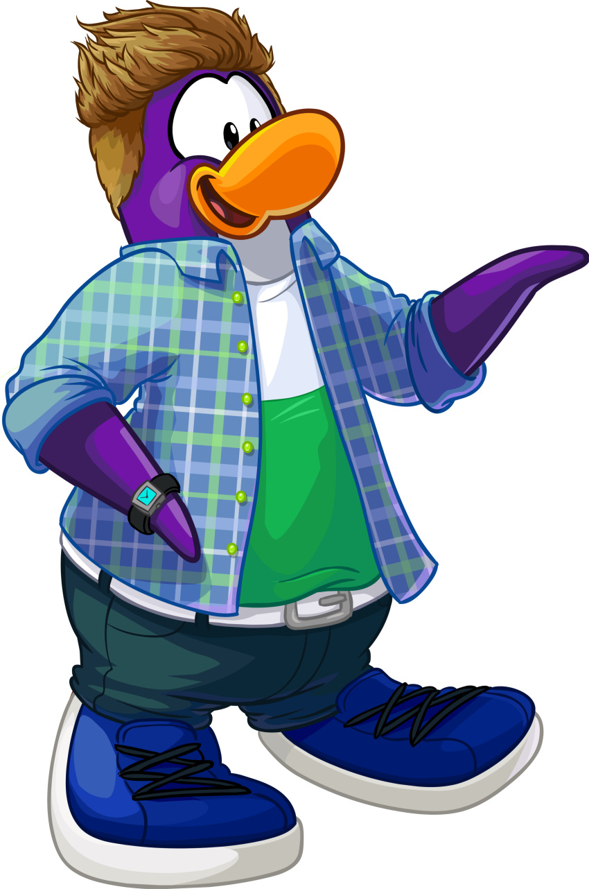 absurd_res avian bird black_bottomwear black_clothing black_pants blue_clothing blue_footwear blue_shirt blue_topwear bottomwear brown_hair clothed clothing club_penguin collared_shirt footwear full-length_portrait green_clothing green_shirt green_topwear hair hi_res looking_aside male multicolored_clothing multicolored_shirt multicolored_topwear official_art open_clothing open_mouth open_shirt open_topwear pants penguin portrait purple_body shirt shoes short_hair solo topwear two_tone_clothing two_tone_shirt two_tone_topwear unknown_artist white_belt white_clothing white_shirt white_topwear