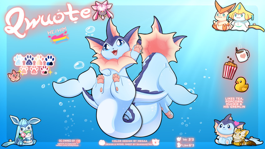 blue character eeveelution fan_character generation_1_pokemon hi_res invalid_tag model model_sheet naana naanahstnil nintendo pokemon pokemon_(species) qwuote sea sheet_(disambiguation) vaporeon water