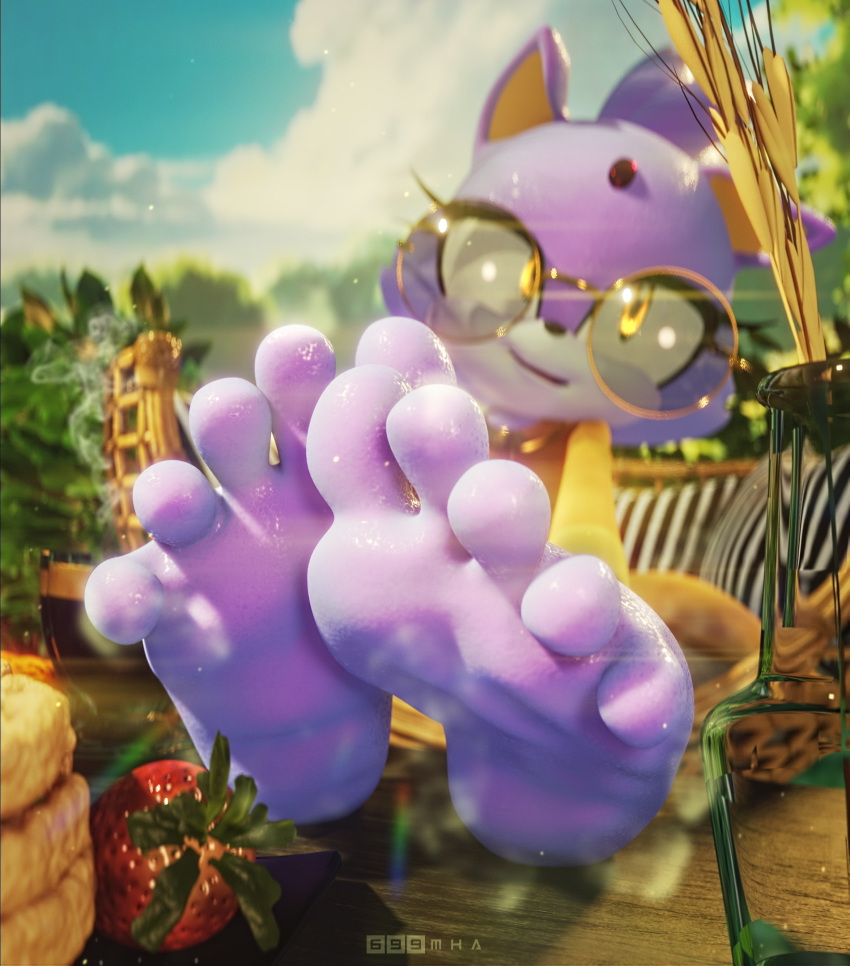 5_toes 699mha anthro barefoot blaze_the_cat bodily_fluids clothed clothing eyewear feet female food foot_fetish foot_focus glasses happy hi_res holding_(disambiguation) humanoid_feet looking_at_viewer outside plantigrade sega sitting smelly smelly_feet smile smiling_at_viewer smirk smirking_at_viewer soles solo sonic_the_hedgehog_(series) steam sweat toes wrinkled_feet
