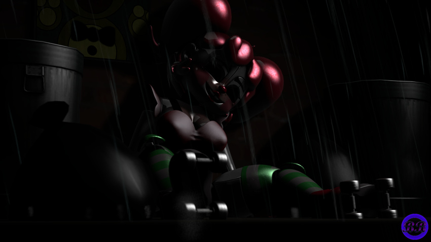 16:9 3d_(artwork) alley animatronic anthro bbcom big_breasts breasts broken circus_baby_(fnaf) clothing dark_eyes digital_media_(artwork) eyeless female five_nights_at_freddy's freddy_fazbear's_pizzeria_simulator hair hi_res machine not_furry raining robot scottgames smile solo source_filmmaker trash trash_can wet wet_body wet_clothing widescreen