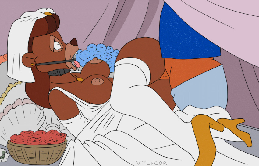 2023 ahegao angry animated anthro anthro_on_anthro anthro_penetrated anthro_penetrating anthro_penetrating_anthro asphyxiation bdsm bear bed bedroom black_nose bodily_fluids bondage bouncing_breasts bound breasts brown_bear brown_body brown_fur brown_hair butt canid canine canis clothed clothed/nude clothed_sex clothing digital_media_(artwork) disney don_karnage dress duo ear_piercing female female_penetrated flower forced fur furniture gloves hair handwear interspecies legwear looking_pleasured male male/female male_penetrating male_penetrating_female mammal mature_anthro mature_female nipples nude orange_body orange_fur penetration piercing pirate plant rape rebecca_cunningham red_wolf sex short_playtime stockings talespin tongue tongue_out ursine vylfgor wedding wedding_dress wolf