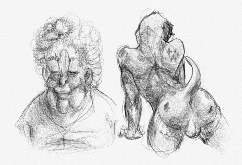 anthro anus backsack balls canid canine female genitals human humanoid male mammal raised_tail sketch solo taga tail