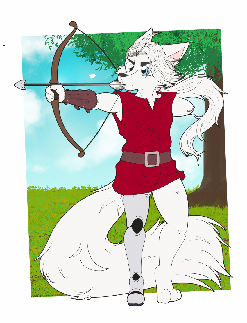 absurd_res amputated amputee archer arctic_fox bow_(disambiguation) canid canine clothing disability fox hi_res huge_filesize kei_laule male mammal missing_arm missing_leg mrpandragon one_arm one_leg prosthetic prosthetic_leg prosthetic_limb shirt topwear tunic